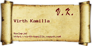 Virth Kamilla névjegykártya